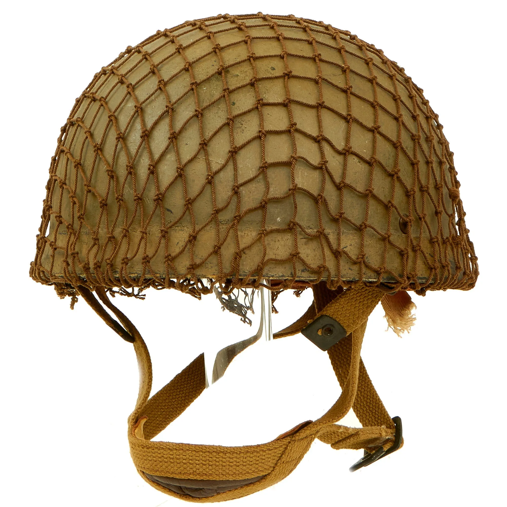 Original WWII British MKI HSAT Airborne Paratrooper Helmet by BMB with Net - Dated 1942