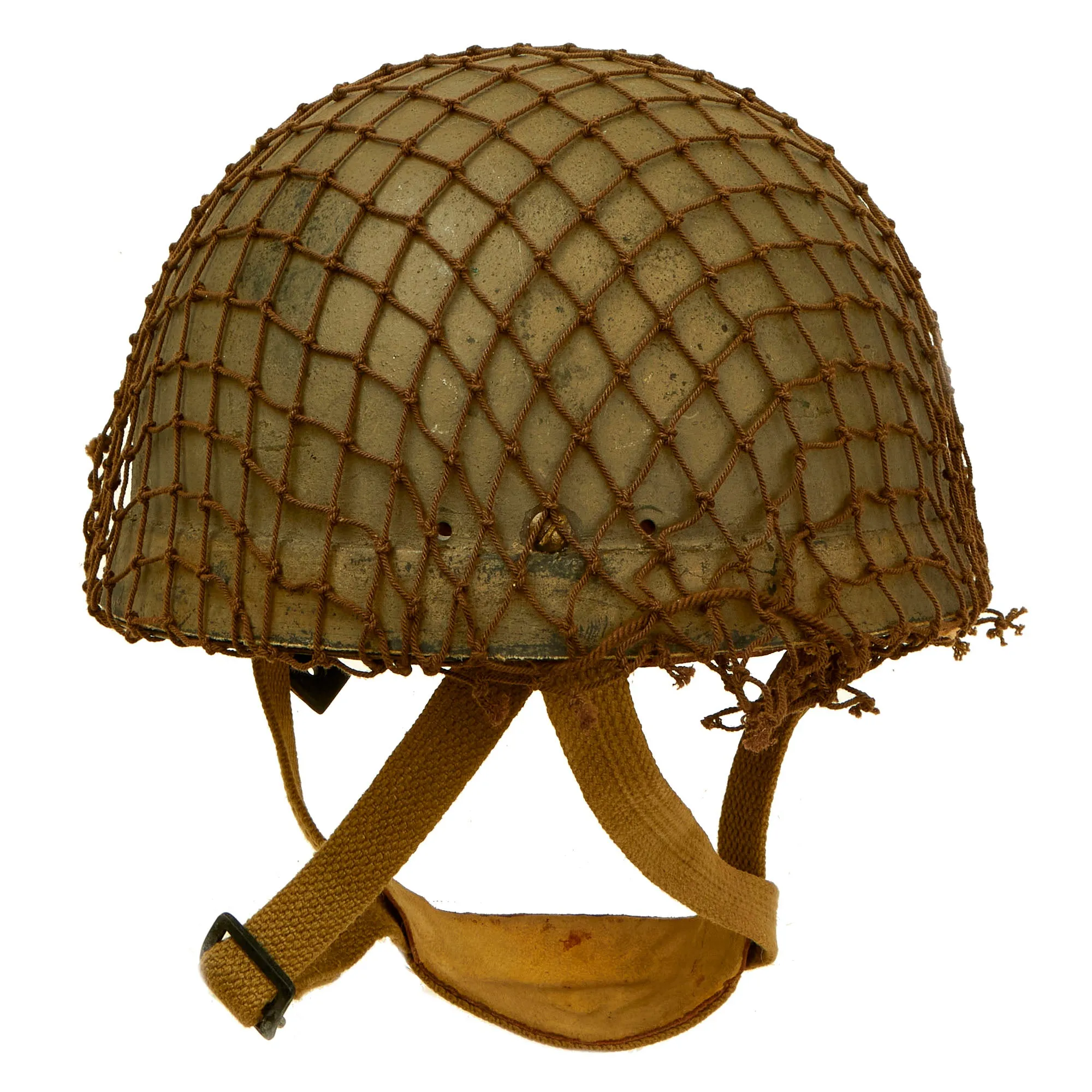 Original WWII British MKI HSAT Airborne Paratrooper Helmet by BMB with Net - Dated 1942