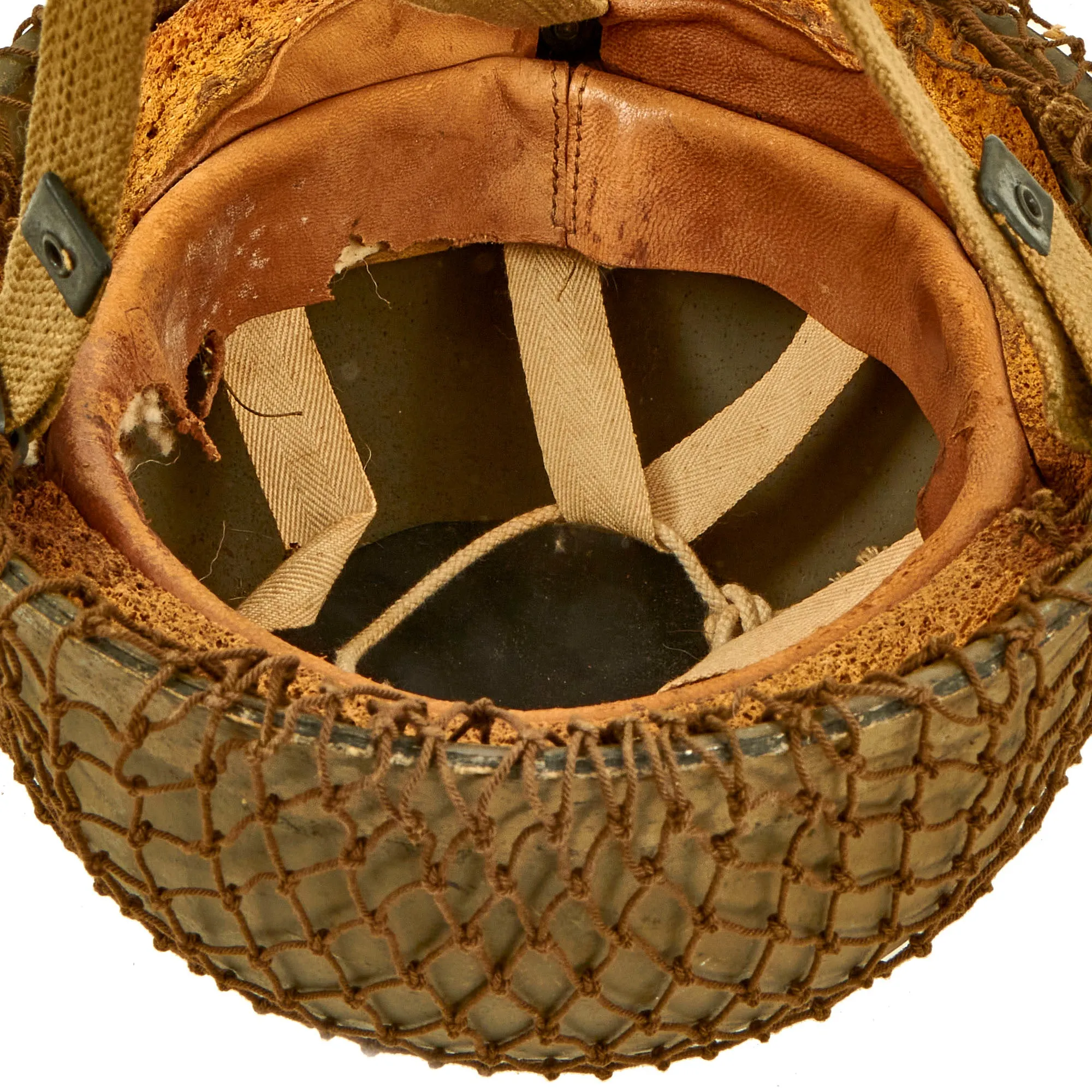 Original WWII British MKI HSAT Airborne Paratrooper Helmet by BMB with Net - Dated 1942