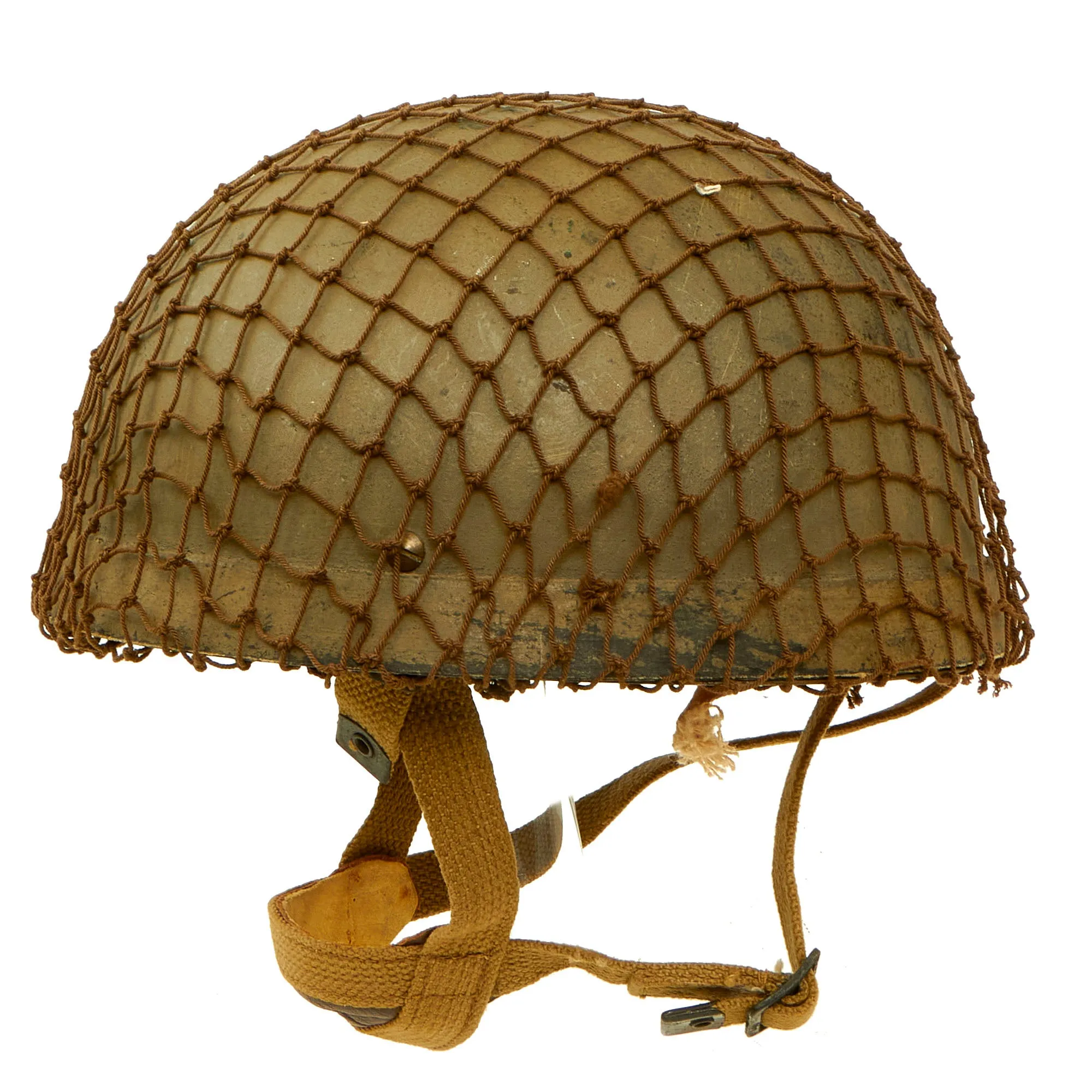 Original WWII British MKI HSAT Airborne Paratrooper Helmet by BMB with Net - Dated 1942