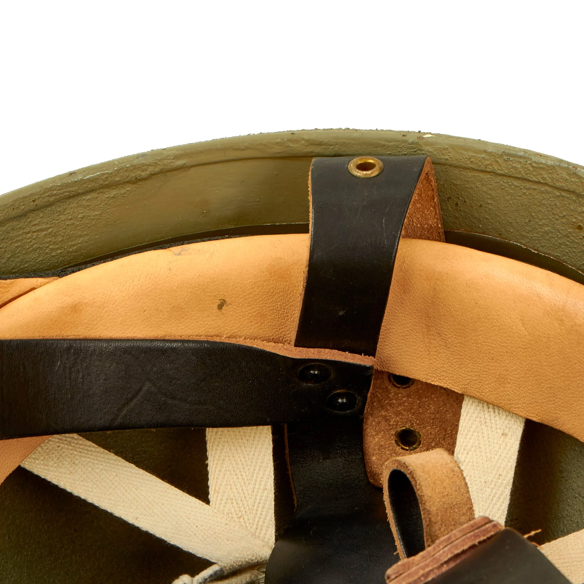 Original WWII British MKI HSAT Airborne Paratrooper Helmet With Replacement Liner and Chinstrap
