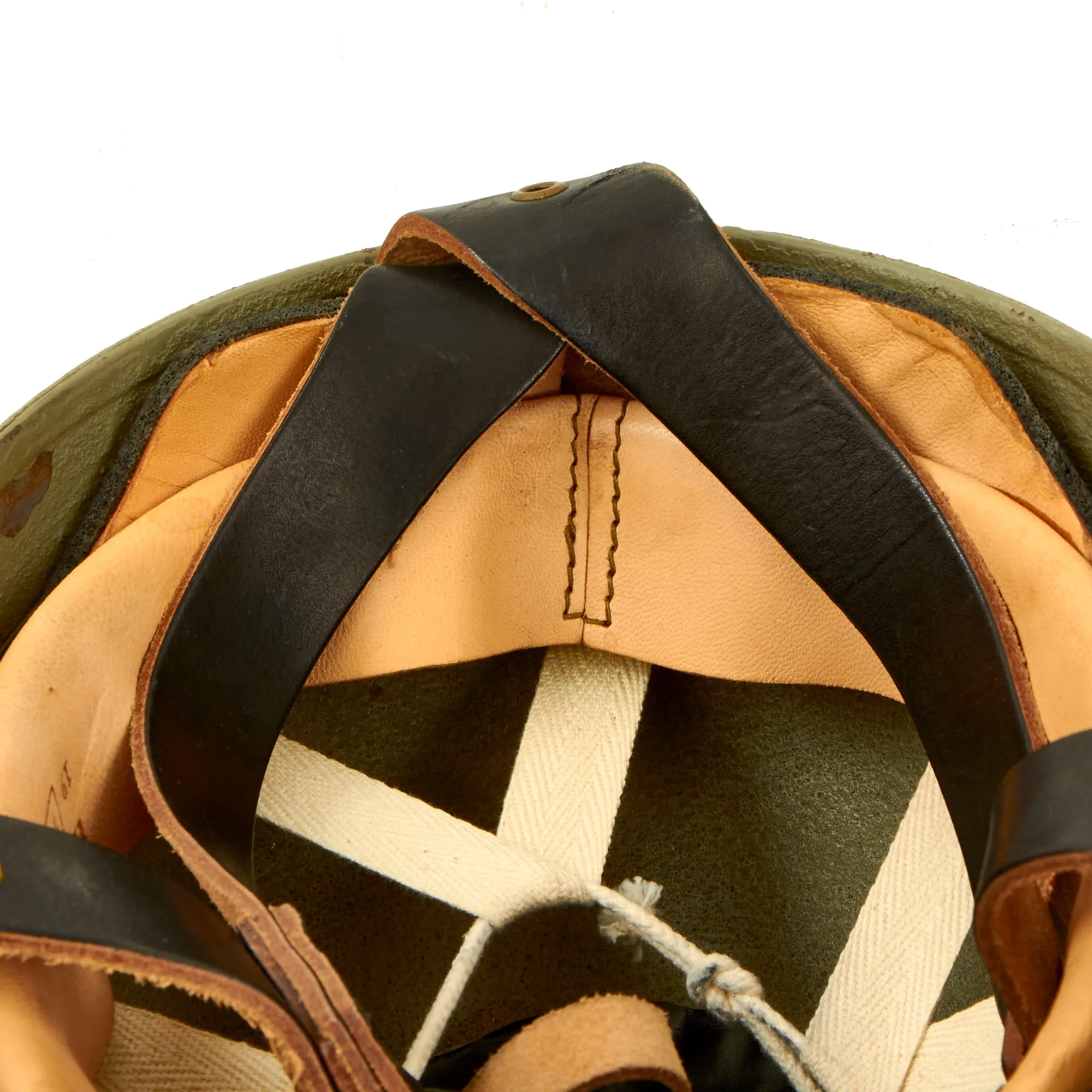 Original WWII British MKI HSAT Airborne Paratrooper Helmet With Replacement Liner and Chinstrap