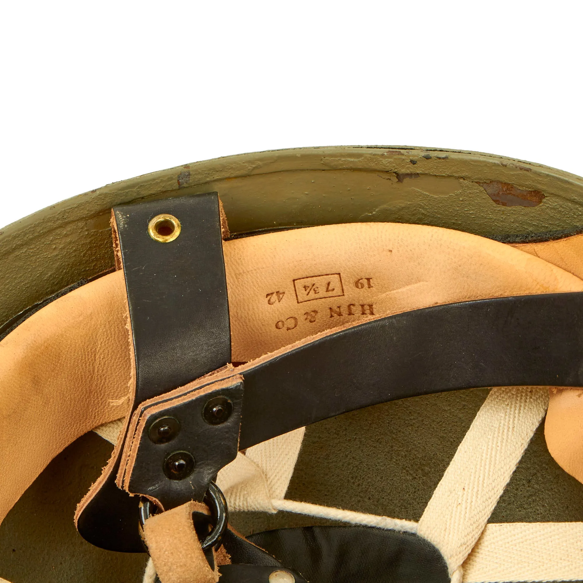 Original WWII British MKI HSAT Airborne Paratrooper Helmet With Replacement Liner and Chinstrap
