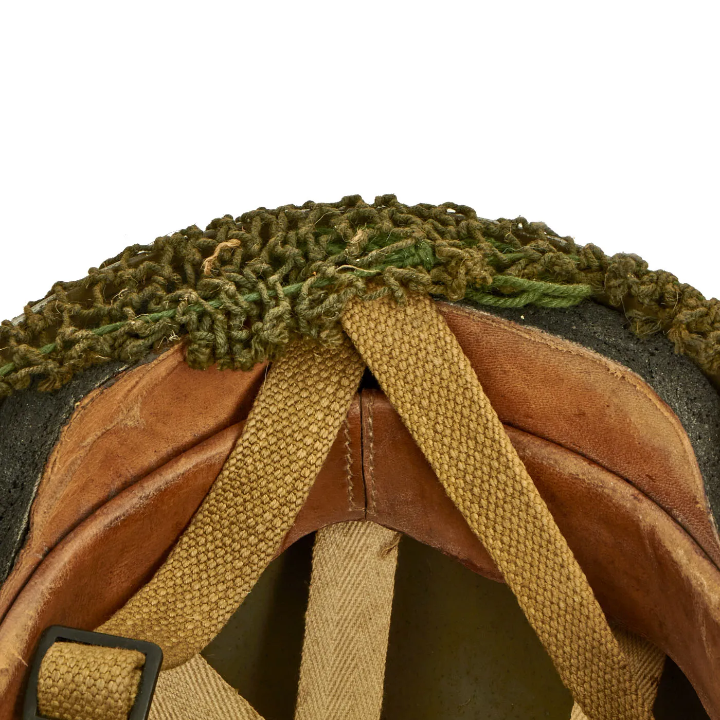 Original WWII British MKII Airborne Paratrooper Helmet by BMB with Net and Scrim - Dated 1944