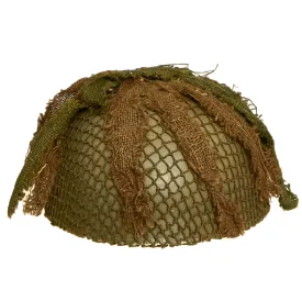 Original WWII British MKII Airborne Paratrooper Helmet by BMB with Net and Scrim - Dated 1944