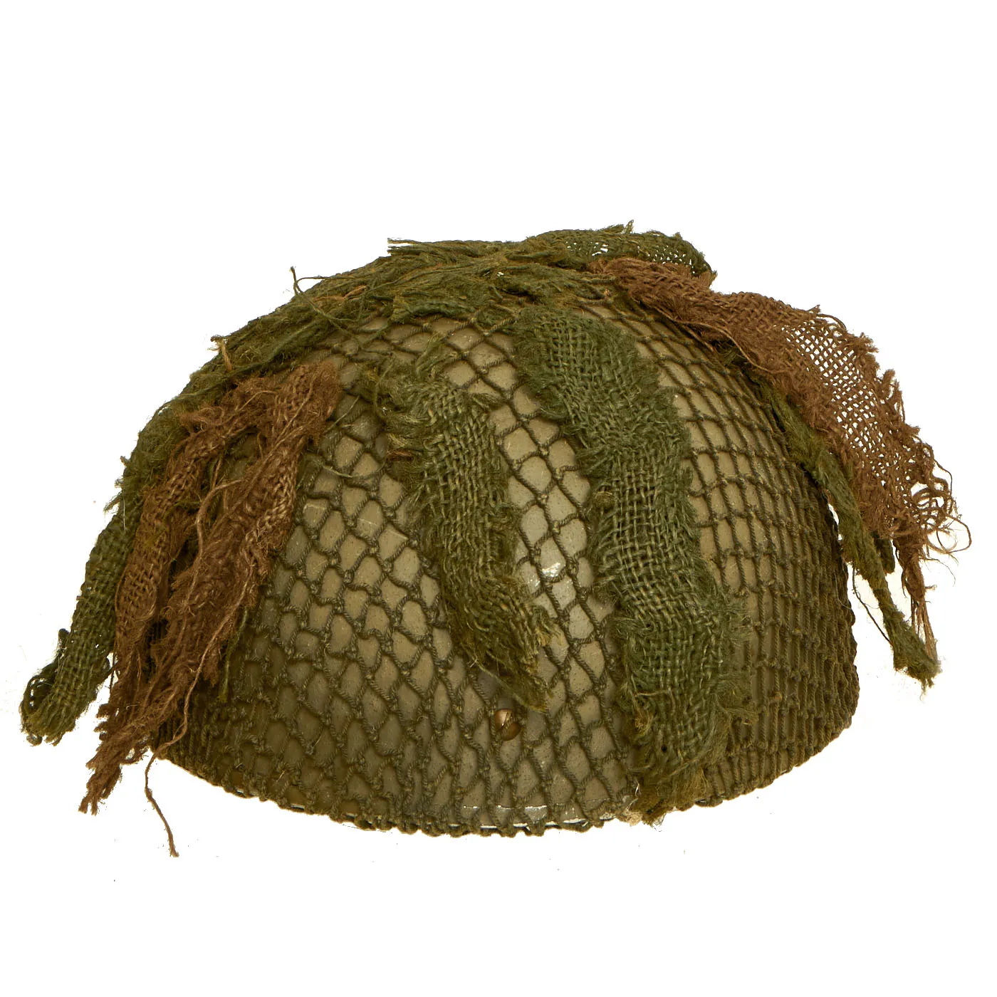 Original WWII British MKII Airborne Paratrooper Helmet by BMB with Net and Scrim - Dated 1944