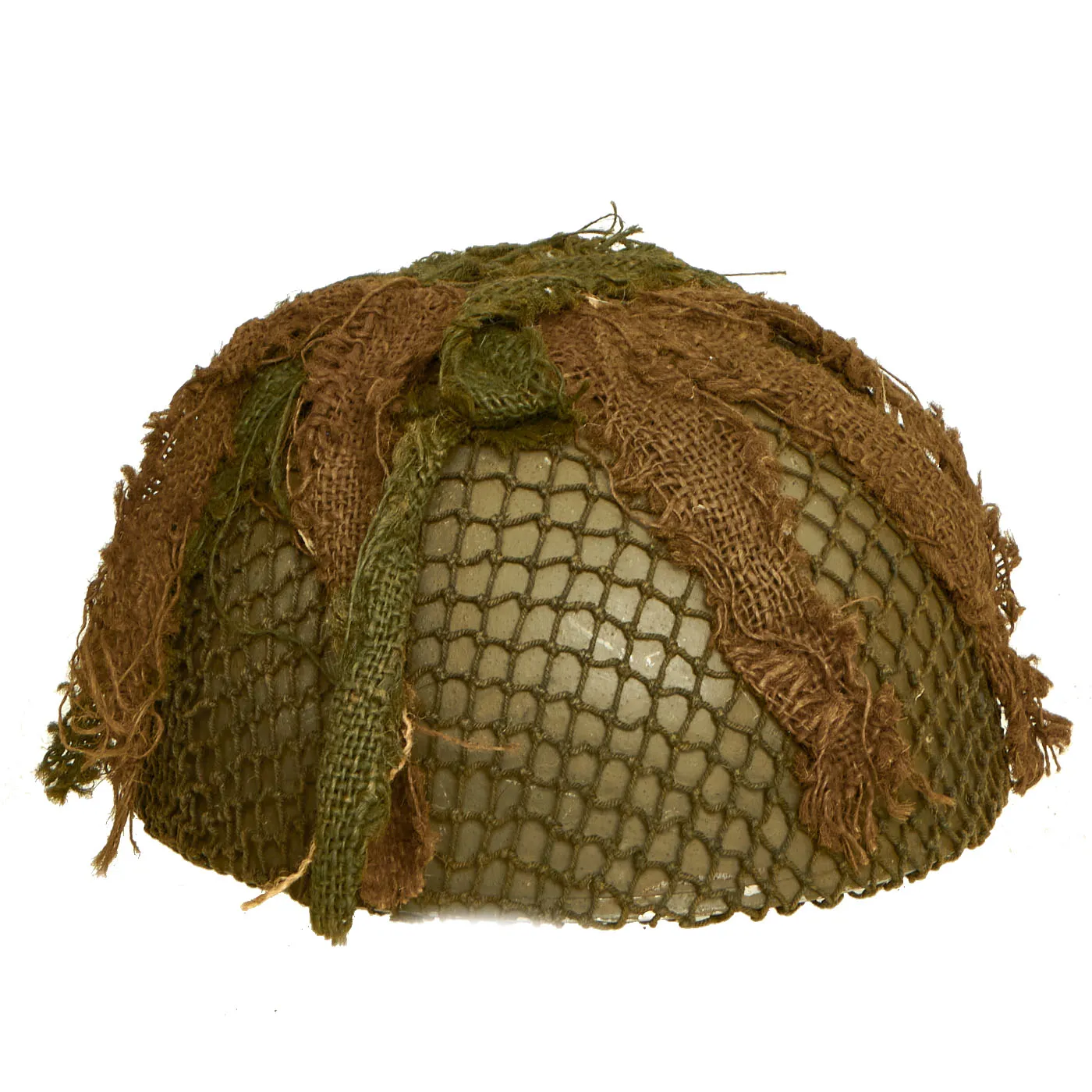 Original WWII British MKII Airborne Paratrooper Helmet by BMB with Net and Scrim - Dated 1944