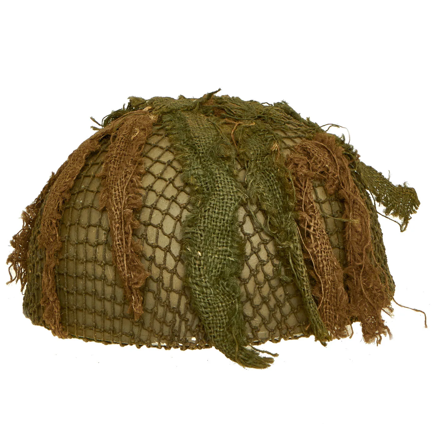 Original WWII British MKII Airborne Paratrooper Helmet by BMB with Net and Scrim - Dated 1944