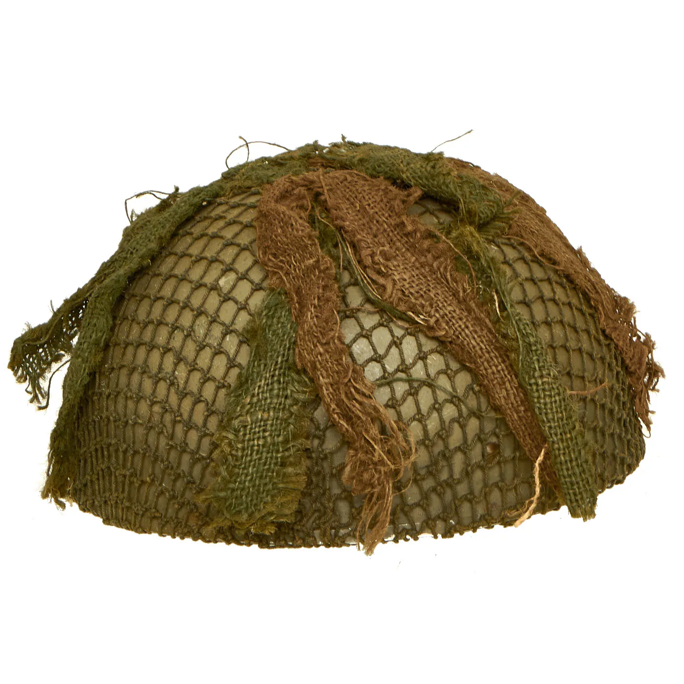 Original WWII British MKII Airborne Paratrooper Helmet by BMB with Net and Scrim - Dated 1944