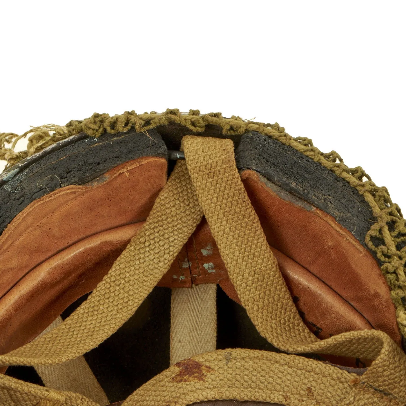 Original WWII British MKII Named Paratrooper Helmet with Net and Scrim - Dated 1944