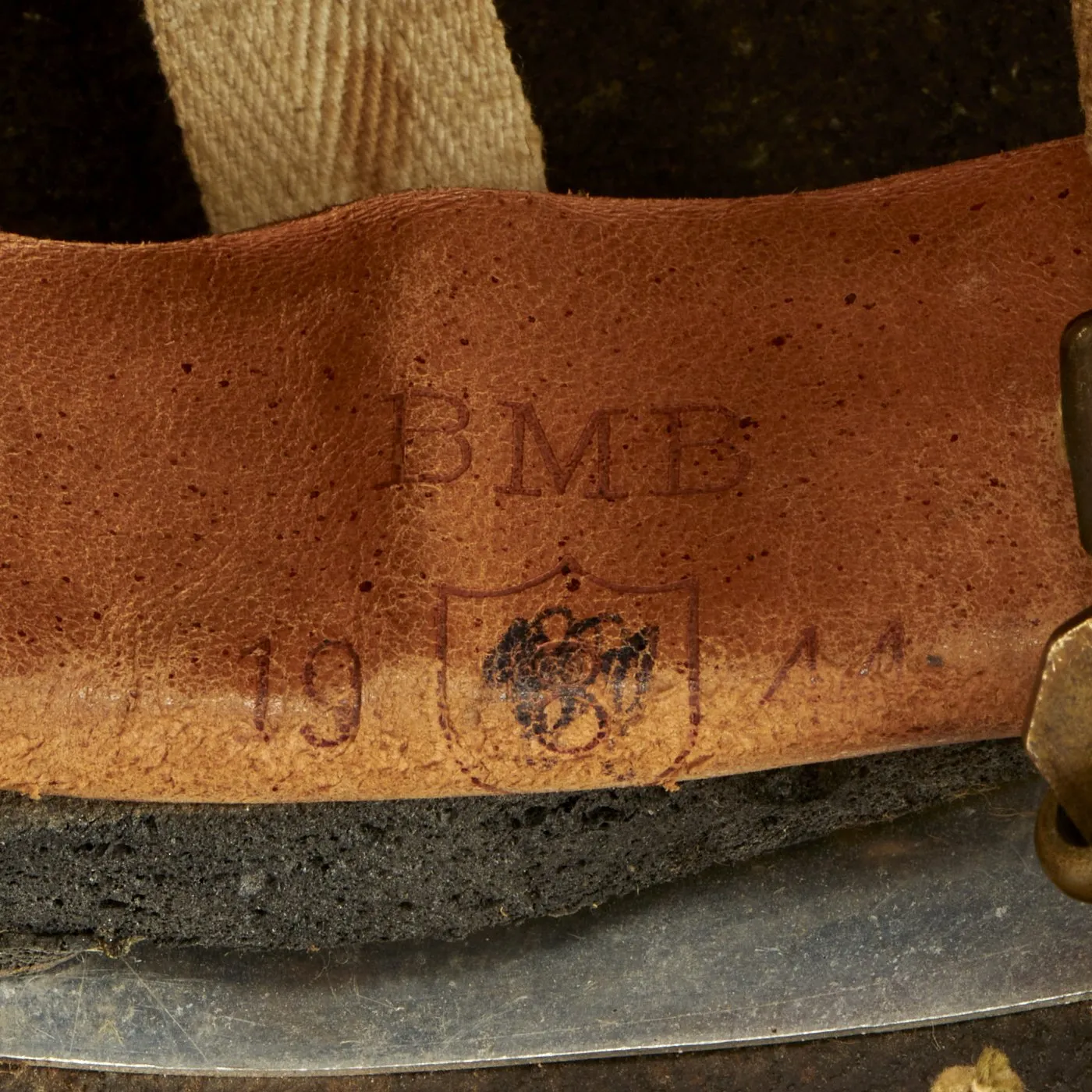 Original WWII British MKII Named Paratrooper Helmet with Net and Scrim - Dated 1944
