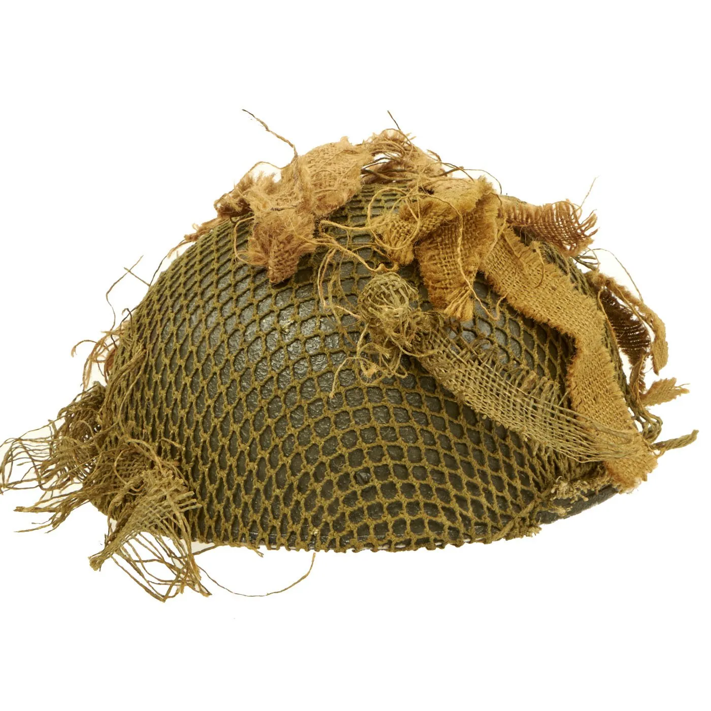 Original WWII British MKII Named Paratrooper Helmet with Net and Scrim - Dated 1944