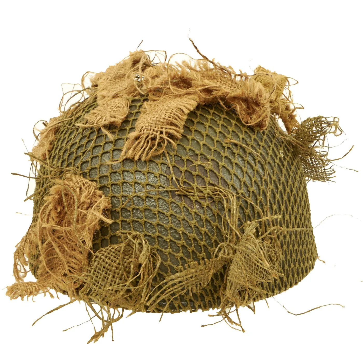 Original WWII British MKII Named Paratrooper Helmet with Net and Scrim - Dated 1944