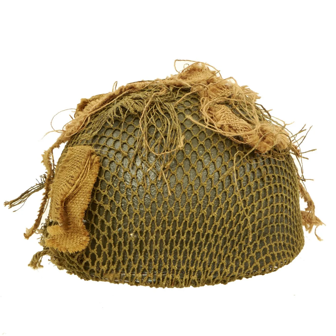 Original WWII British MKII Named Paratrooper Helmet with Net and Scrim - Dated 1944