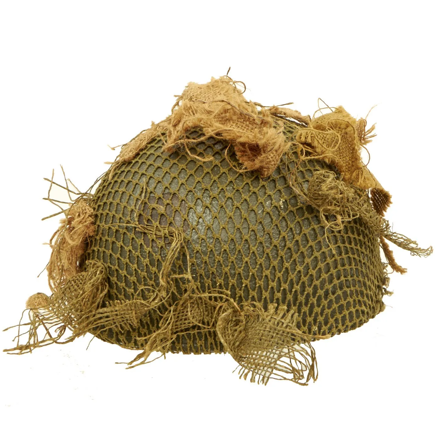 Original WWII British MKII Named Paratrooper Helmet with Net and Scrim - Dated 1944