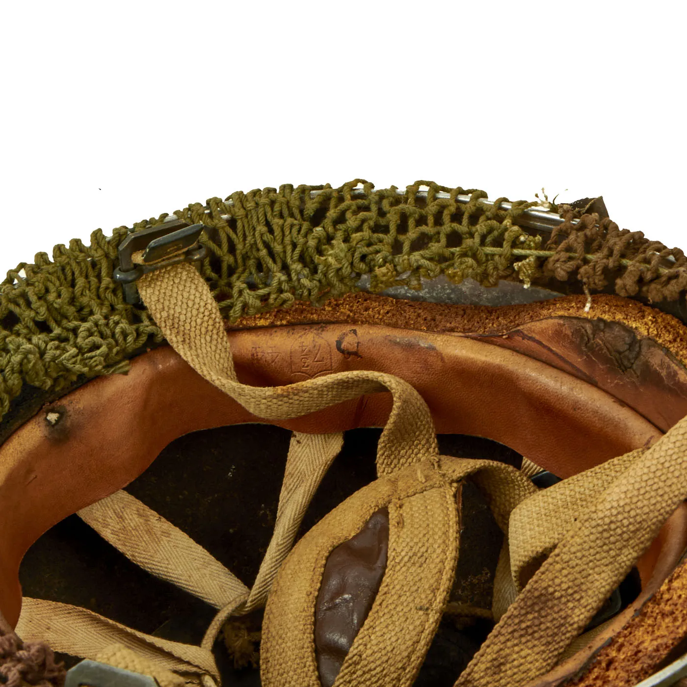 Original WWII British MKII Paratrooper Helmet with Net and Scrim - Dated 1944