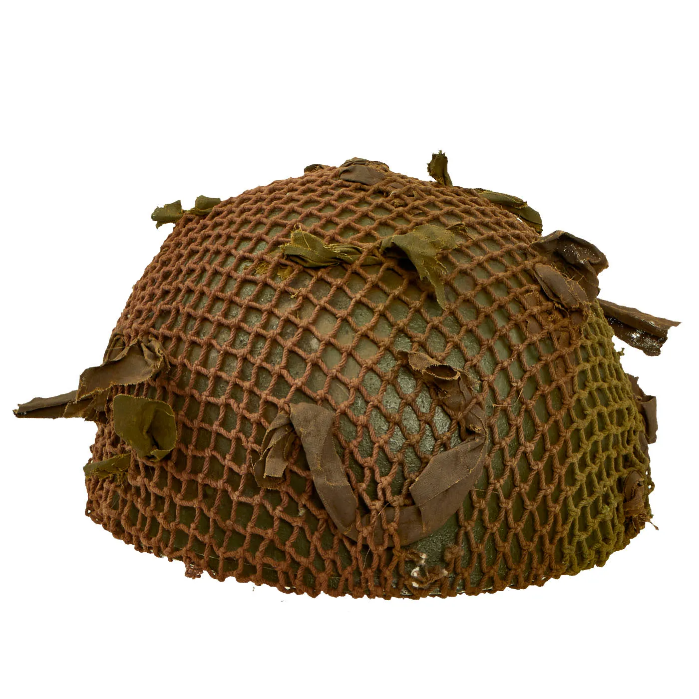 Original WWII British MKII Paratrooper Helmet with Net and Scrim - Dated 1944