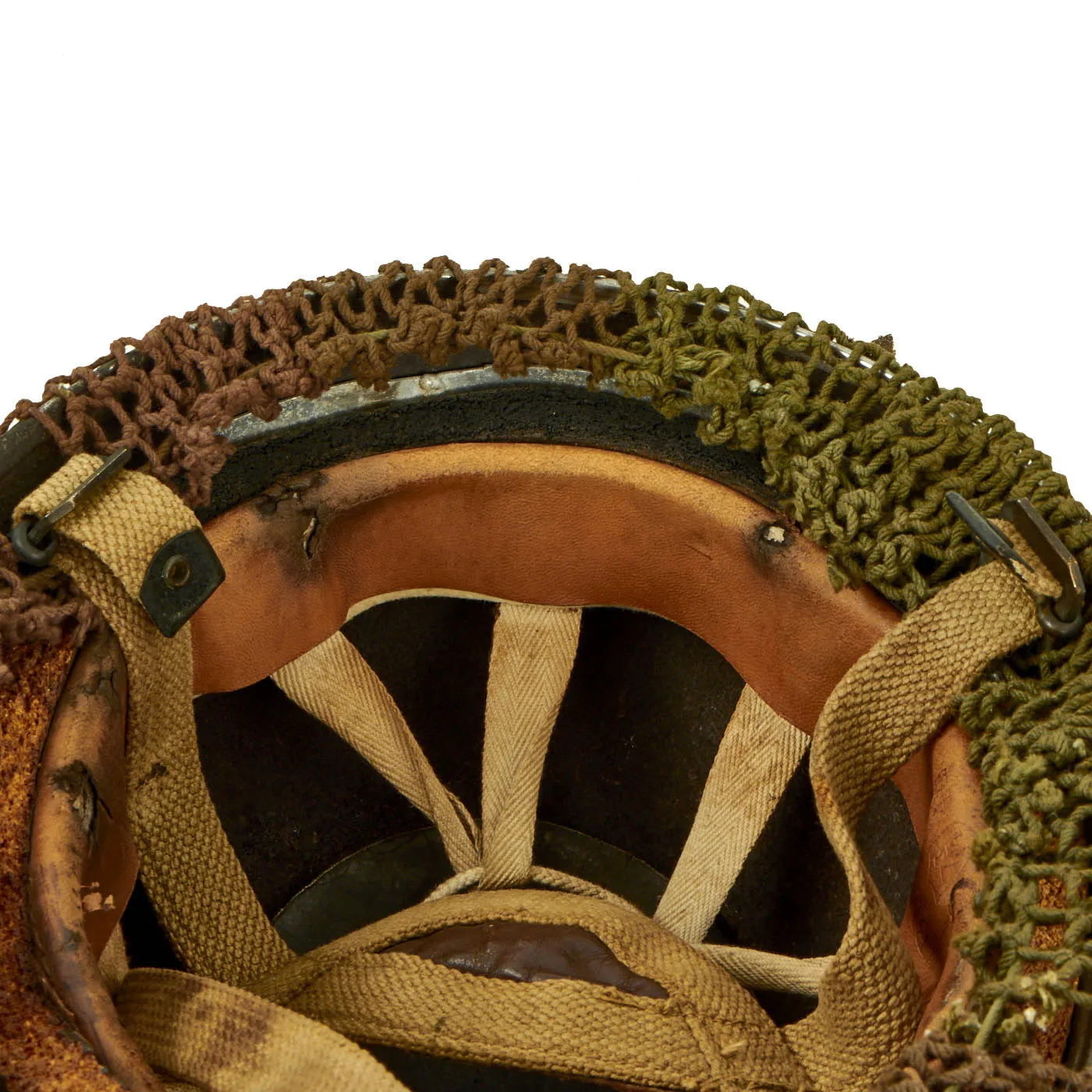Original WWII British MKII Paratrooper Helmet with Net and Scrim - Dated 1944