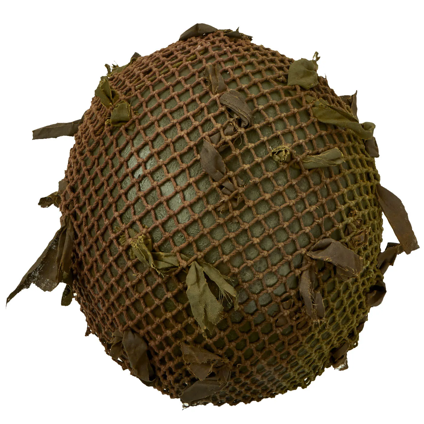 Original WWII British MKII Paratrooper Helmet with Net and Scrim - Dated 1944