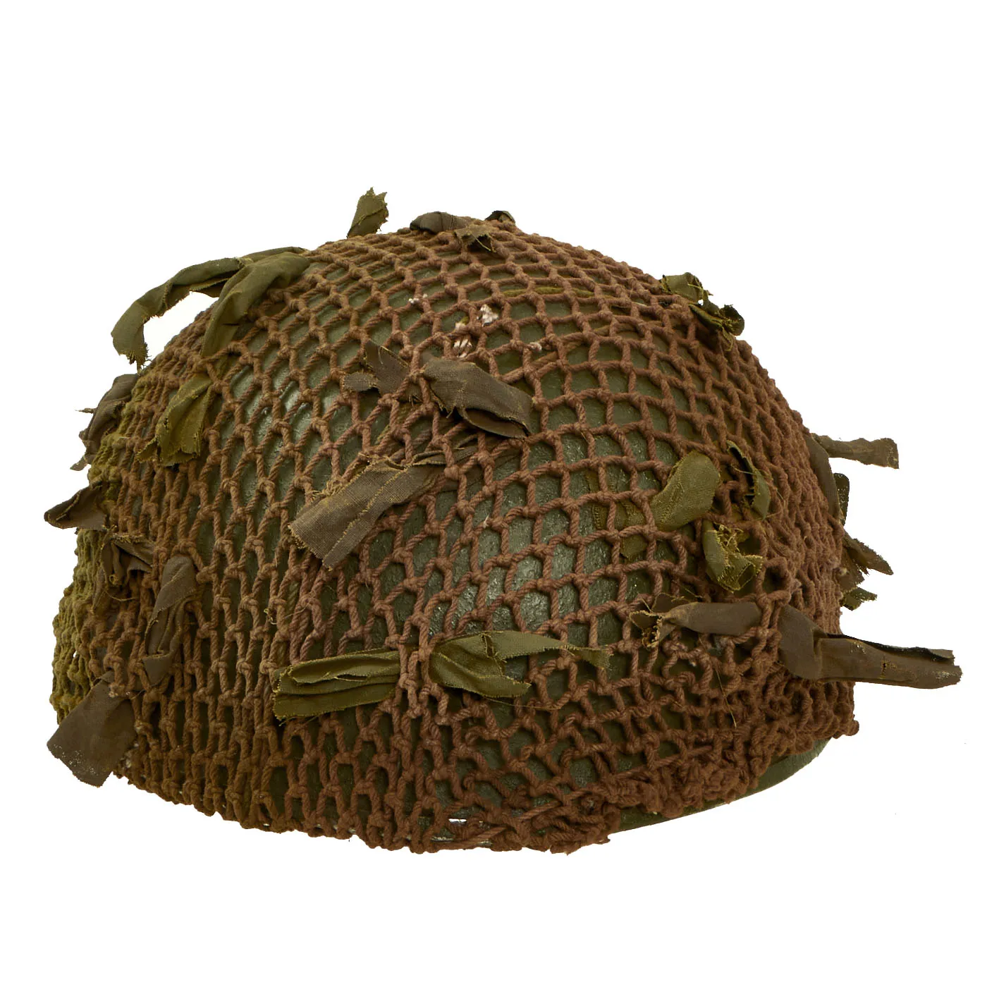 Original WWII British MKII Paratrooper Helmet with Net and Scrim - Dated 1944