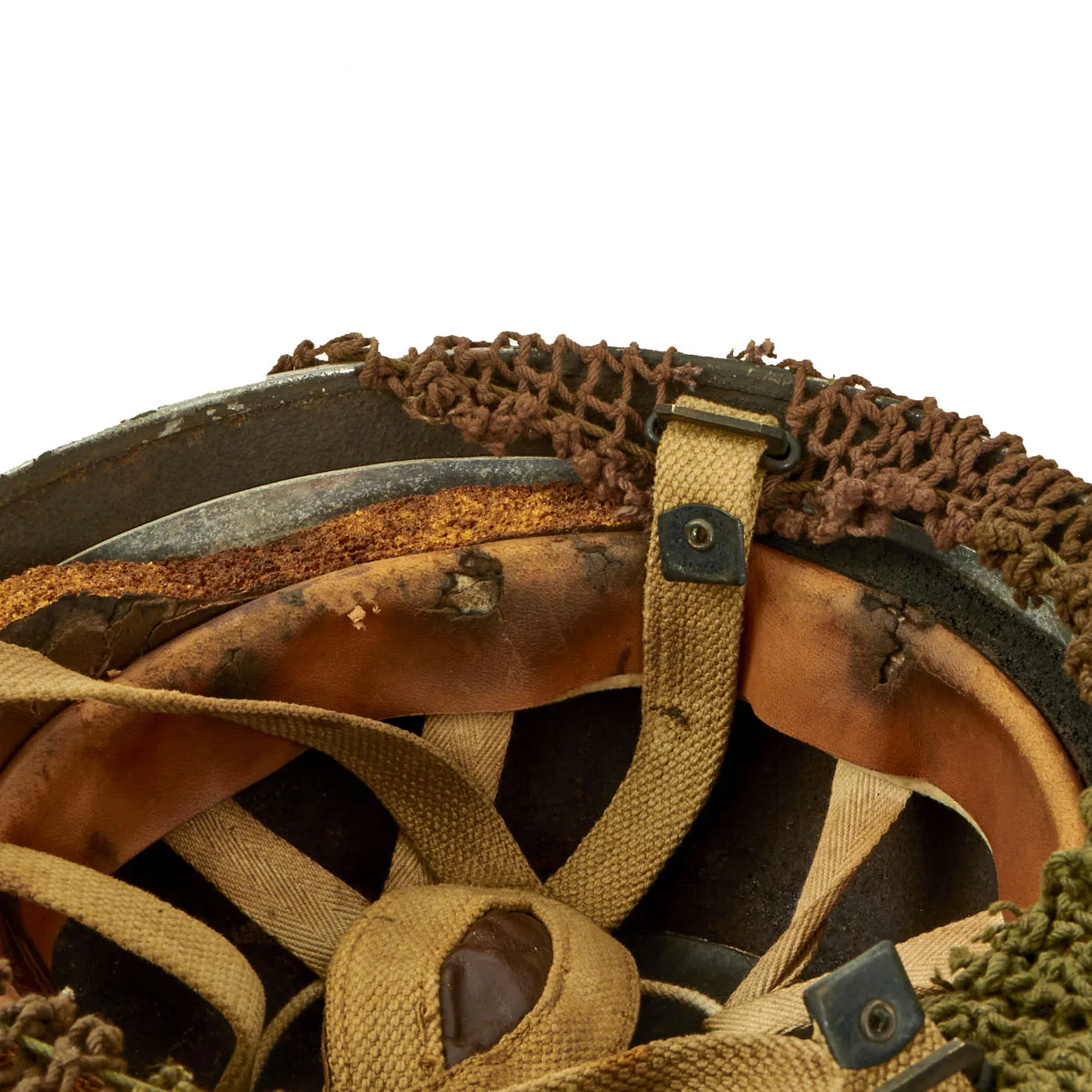 Original WWII British MKII Paratrooper Helmet with Net and Scrim - Dated 1944
