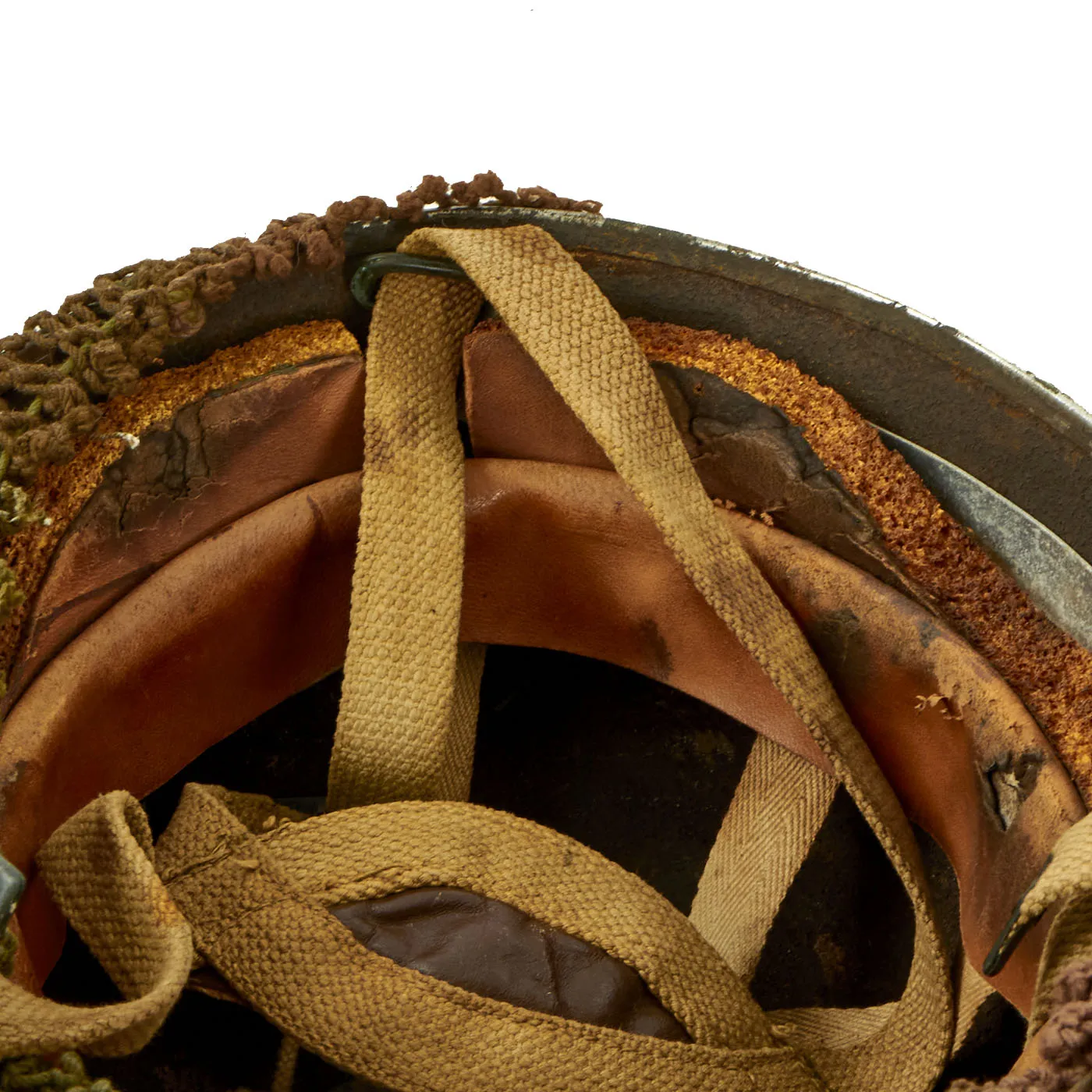 Original WWII British MKII Paratrooper Helmet with Net and Scrim - Dated 1944