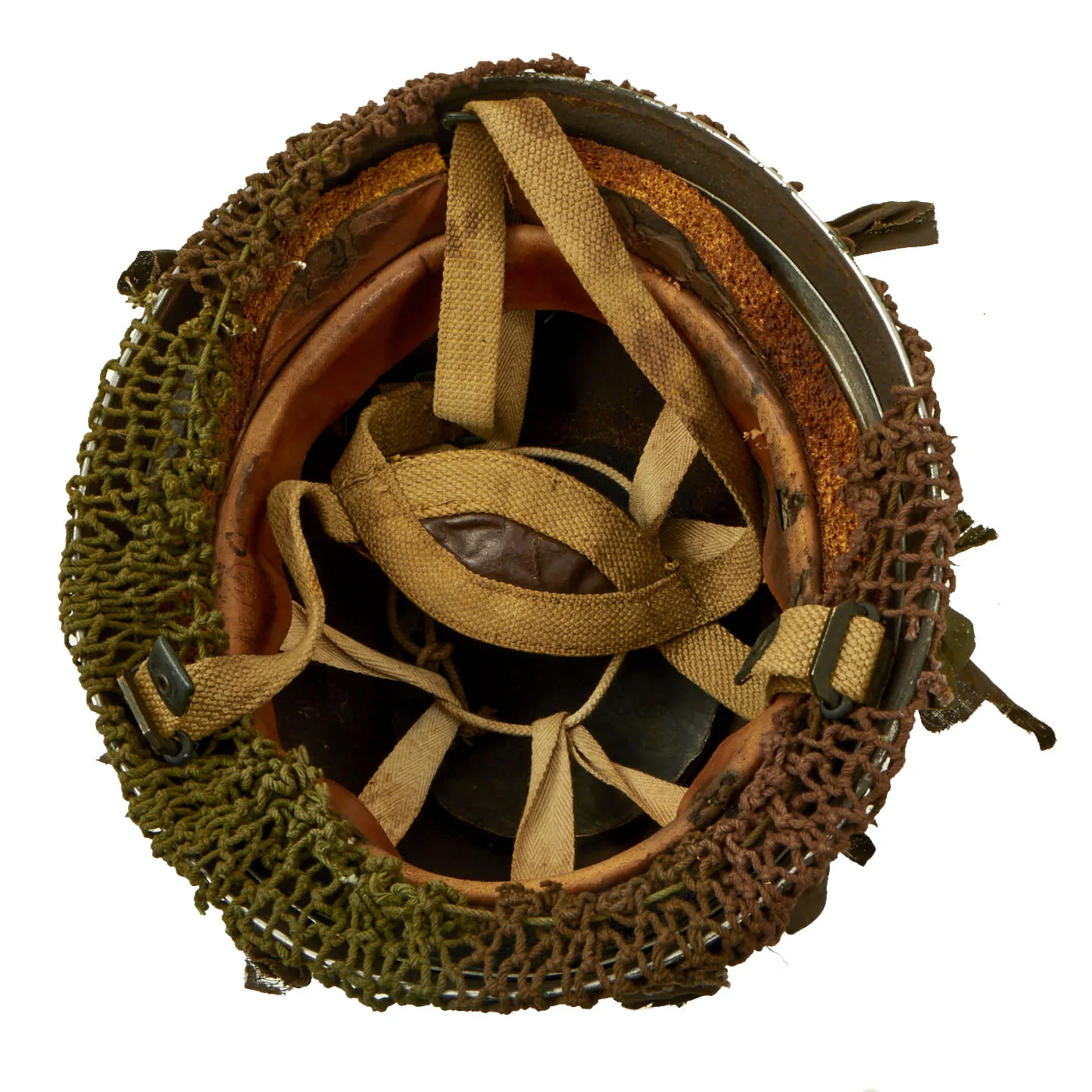 Original WWII British MKII Paratrooper Helmet with Net and Scrim - Dated 1944