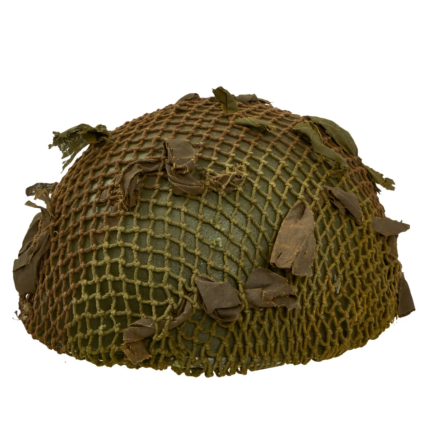 Original WWII British MKII Paratrooper Helmet with Net and Scrim - Dated 1944
