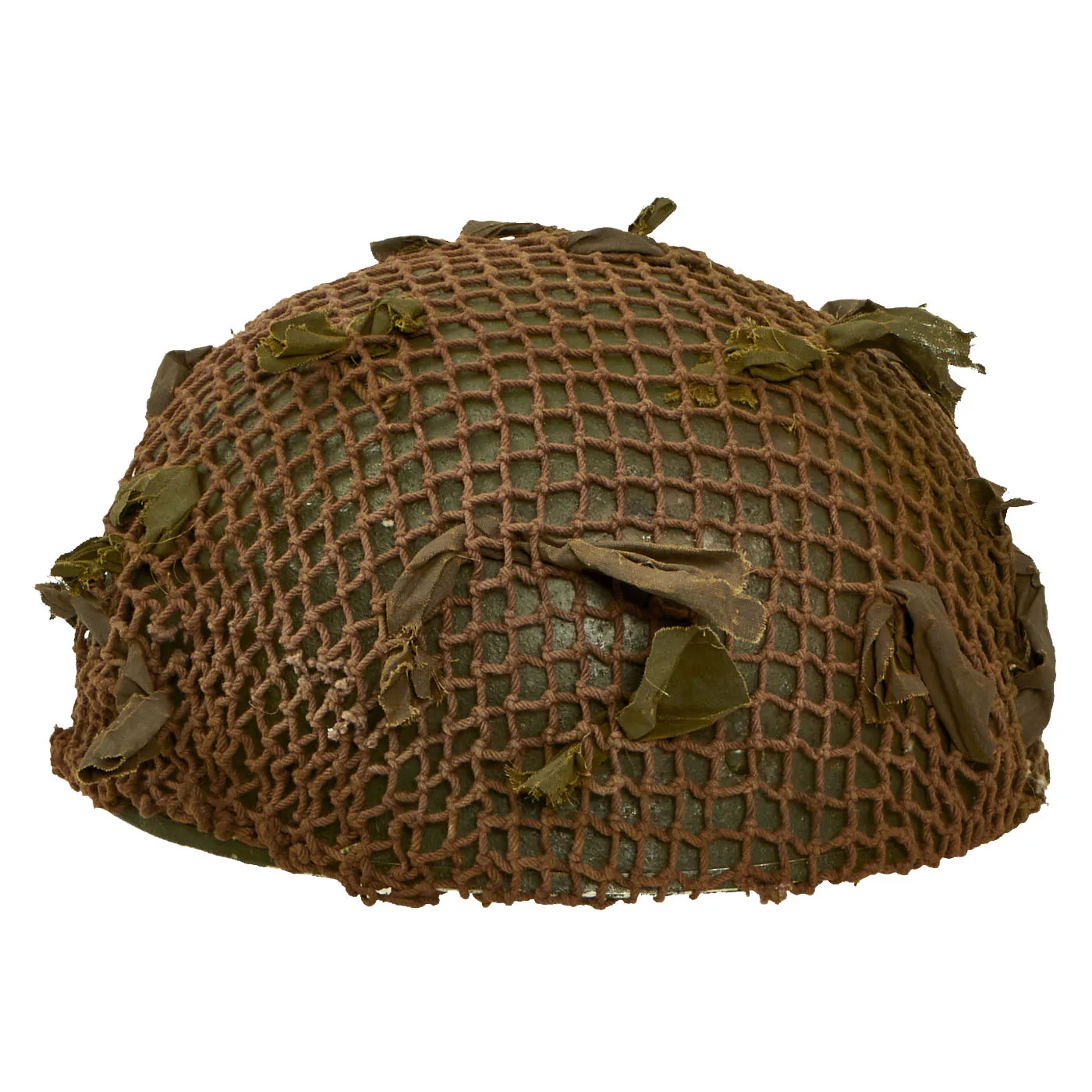 Original WWII British MKII Paratrooper Helmet with Net and Scrim - Dated 1944