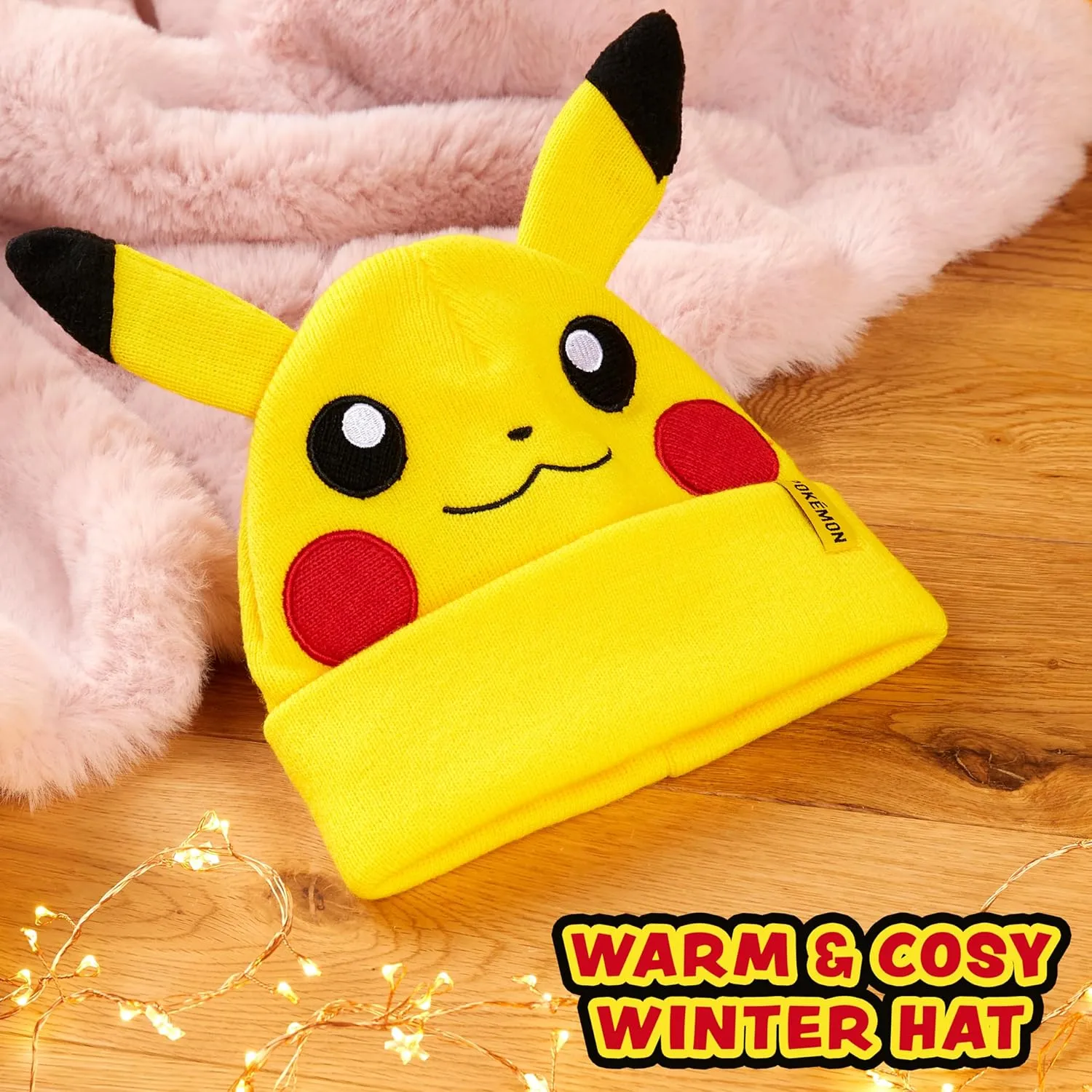 Pokemon Kids Beanie Hat, Cozy Knitted Winter Hats One Size - Gifts for Kids