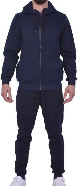 Riflessi Men's Athletic Sports Casual 2 Piece Solid Color Tracksuit Hoodie Jogger Pants Sweatsuit Set