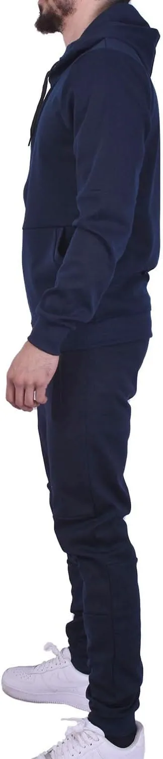 Riflessi Men's Athletic Sports Casual 2 Piece Solid Color Tracksuit Hoodie Jogger Pants Sweatsuit Set