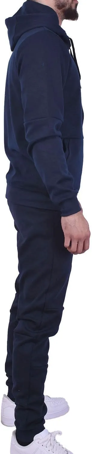 Riflessi Men's Athletic Sports Casual 2 Piece Solid Color Tracksuit Hoodie Jogger Pants Sweatsuit Set