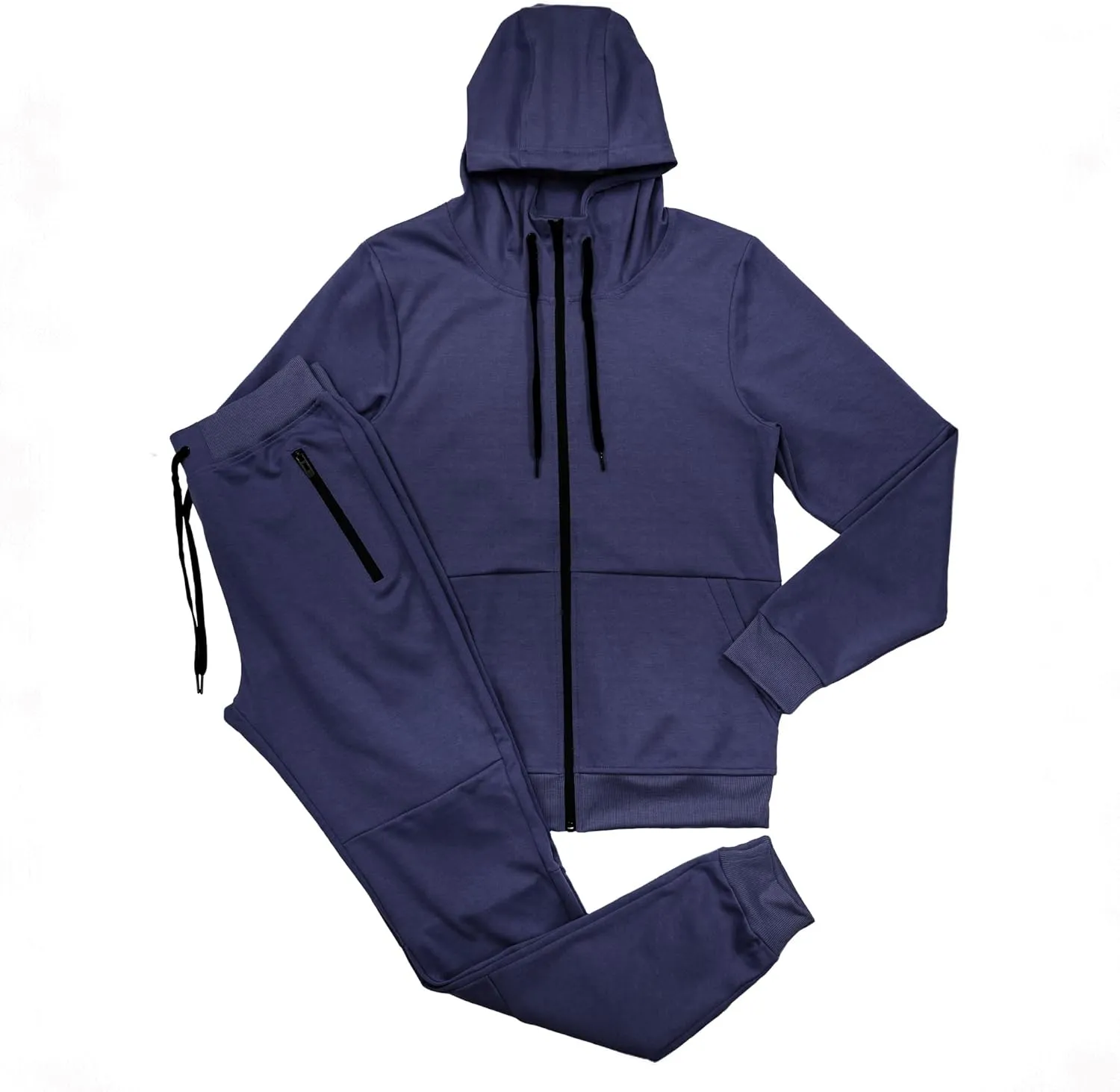 Riflessi Men's Athletic Sports Casual 2 Piece Solid Color Tracksuit Hoodie Jogger Pants Sweatsuit Set