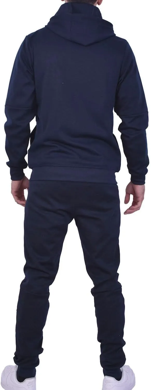 Riflessi Men's Athletic Sports Casual 2 Piece Solid Color Tracksuit Hoodie Jogger Pants Sweatsuit Set