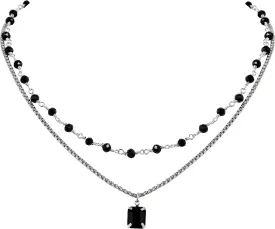 Sacina Gothic Boho Crystal Necklace, Layered Necklace, Black Choker, Gothic Choker, Christmas New Year Jewelry Gift For Women