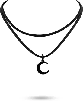 Sacina Gothic Boho Layered Black Crescent Moon Choker, Moon Necklace for Women, Gothic Emo Grunge Necklace, Goth Jewelry, Christmas Jewelry Gift for Women
