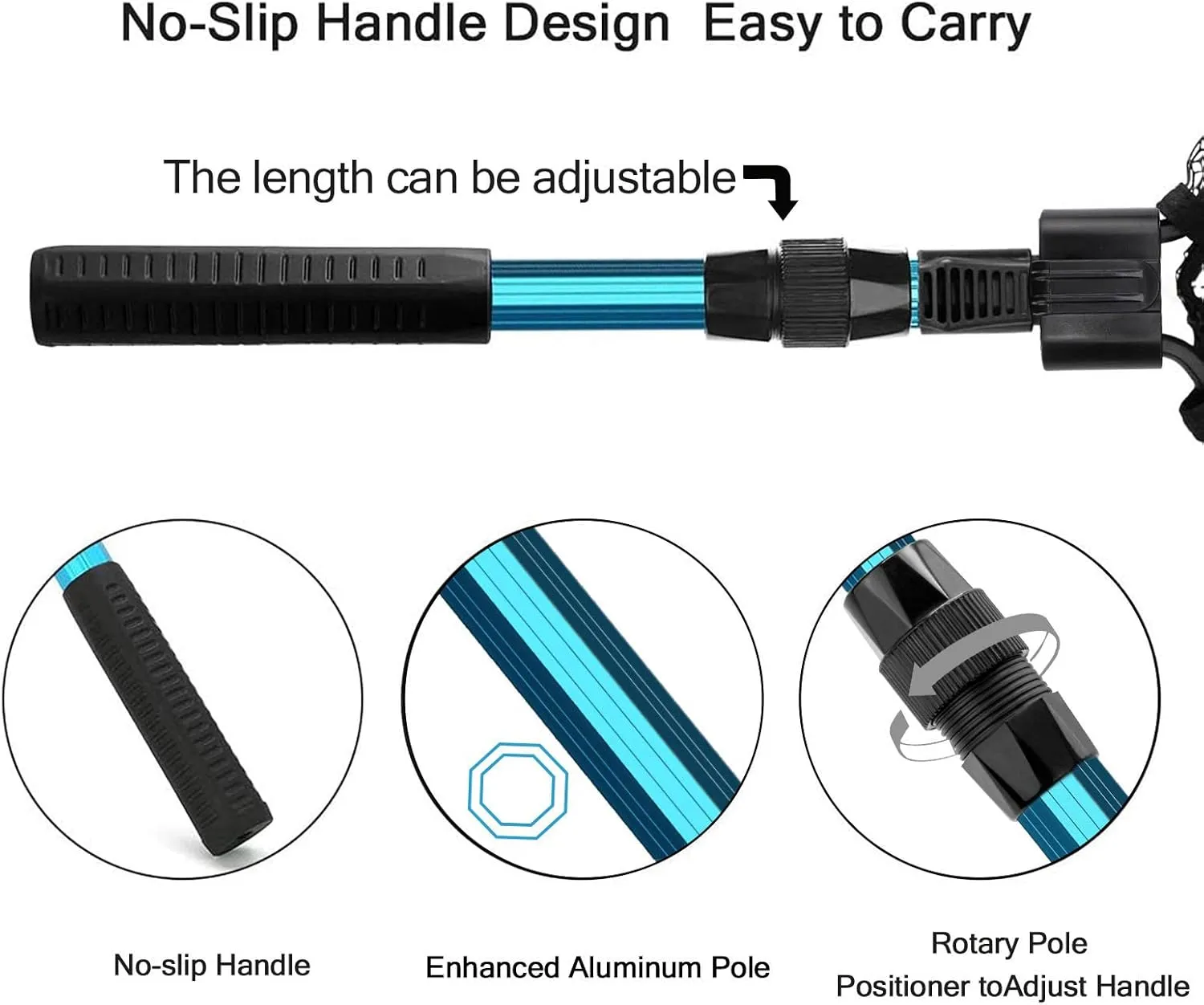 SAN LIKE Floating Fishing Net Collapsible Fishing Nets for Fish Fishing Landing Net with Telescopic Pole Rubber Coated Landing Net for Freshwater Saltwater Foldable Release Salmon Catfish Bass Trout