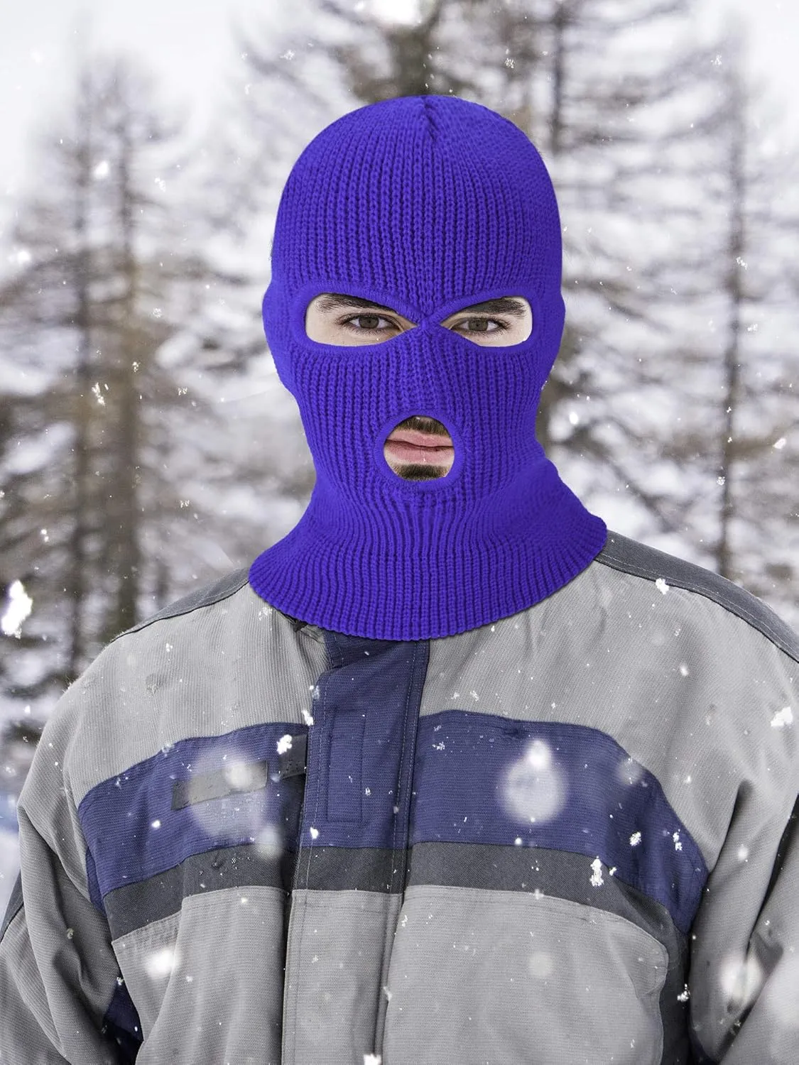 SATINIOR 3 Holes Ski Mask Full Face Cover Outdoor Balaclava Winter Knitted Neck Gaiter for Halloween Sports Cycling