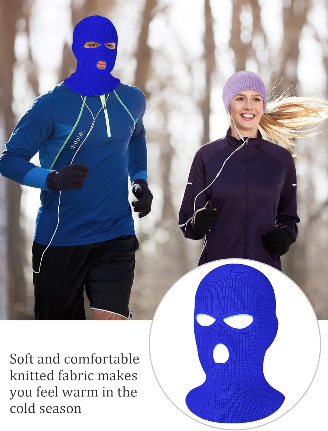 SATINIOR 3 Holes Ski Mask Full Face Cover Outdoor Balaclava Winter Knitted Neck Gaiter for Halloween Sports Cycling