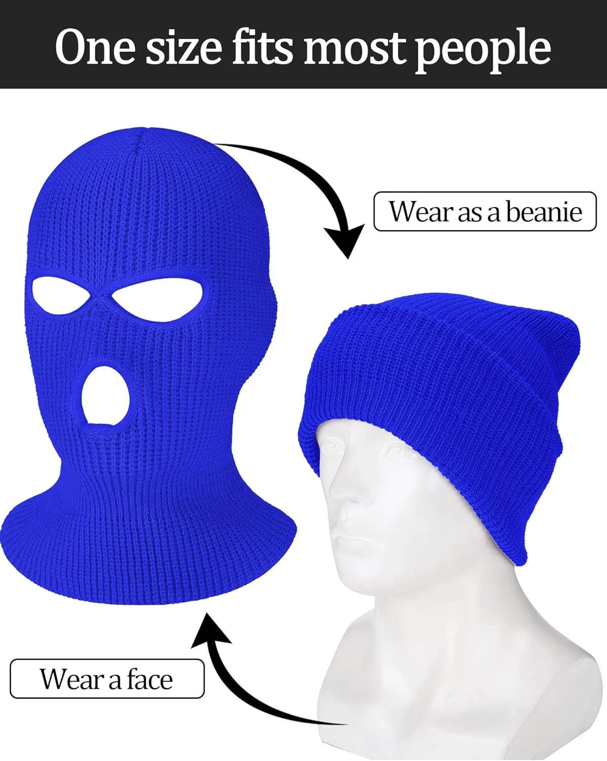 SATINIOR 3 Holes Ski Mask Full Face Cover Outdoor Balaclava Winter Knitted Neck Gaiter for Halloween Sports Cycling