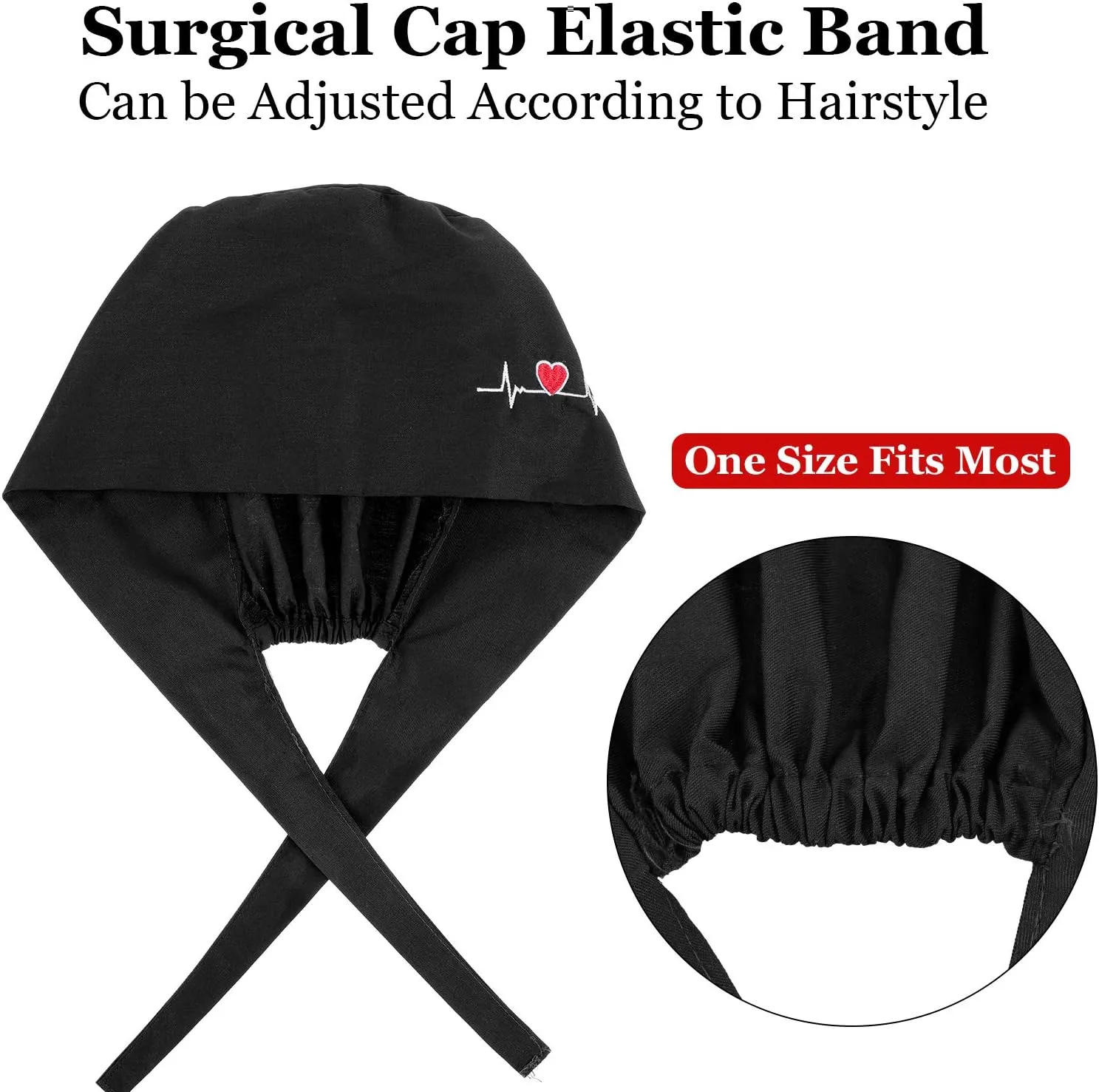 SATINIOR 4 Pieces Working Cap with Buttons, Unisex Bouffant Working Hat with Adjustable Sweatband
