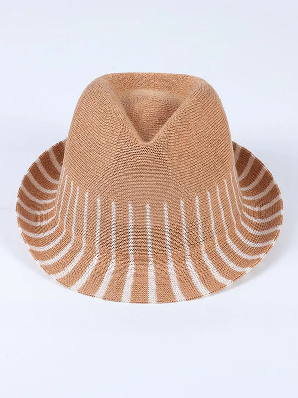 Short Brim Striped Woven Sun-Protection Hats&Caps Fisherman Hat