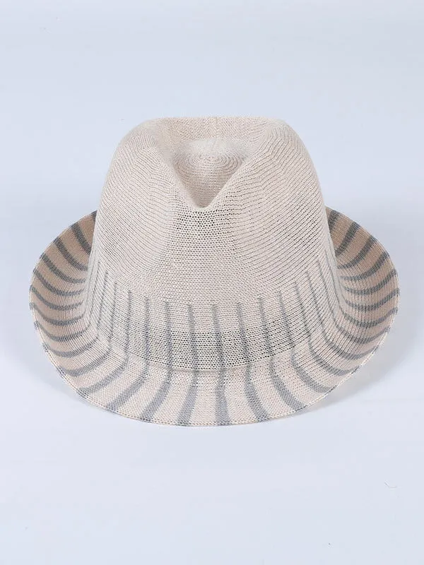 Short Brim Striped Woven Sun-Protection Hats&Caps Fisherman Hat
