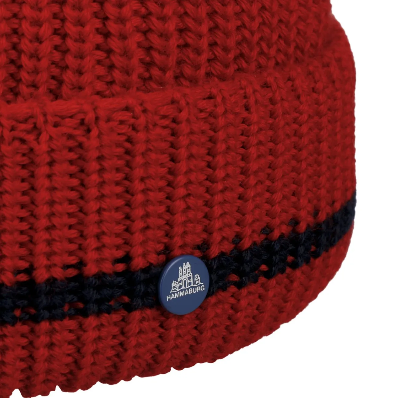 Striped Cuff Pompom Hat by Hammaburg