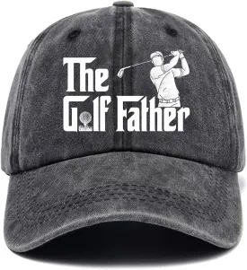 The Golf Father,Funny Baseball Cap,Funny Hats,Golfer Baseball Cap,Golf Gifts Dad Hat,Adjustable Cotton Baseball Cap for Men Black