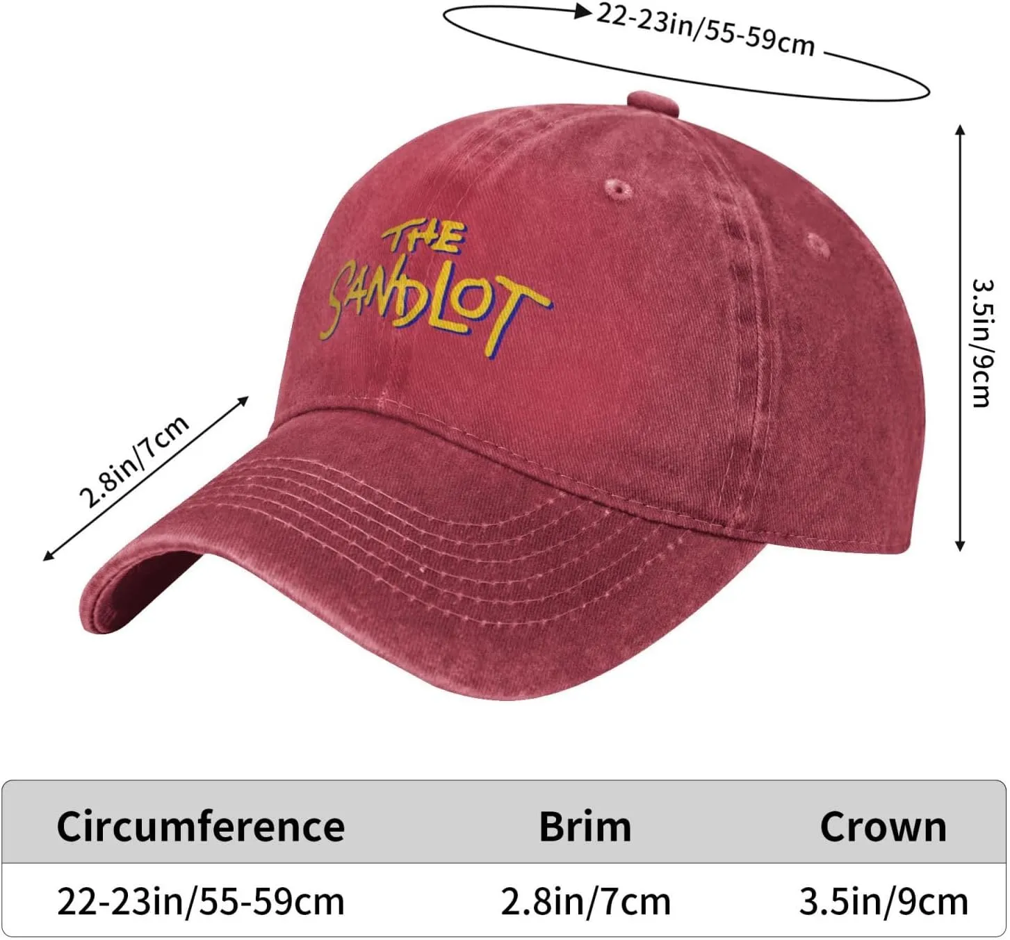 The Sandlot Banner Casquette Baseball Cap Cowboy Hat Unisex Denim Adults Denim Hat Adjustable Size Black