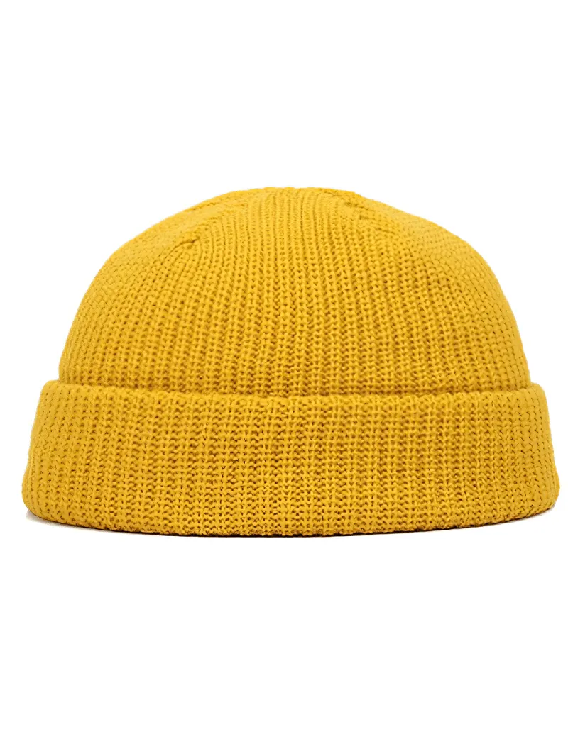 Unisex Solid Color Warm Knitted Brimless Hat - SF1393