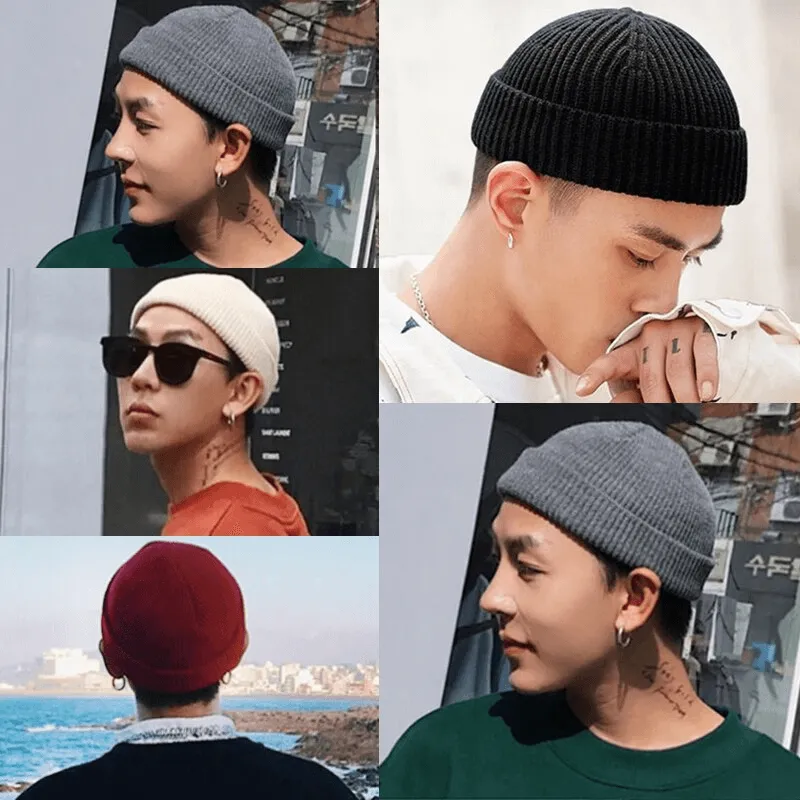 Unisex Solid Color Warm Knitted Brimless Hat - SF1393
