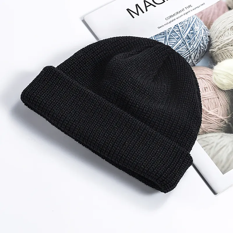 Unisex Solid Color Warm Knitted Brimless Hat - SF1393